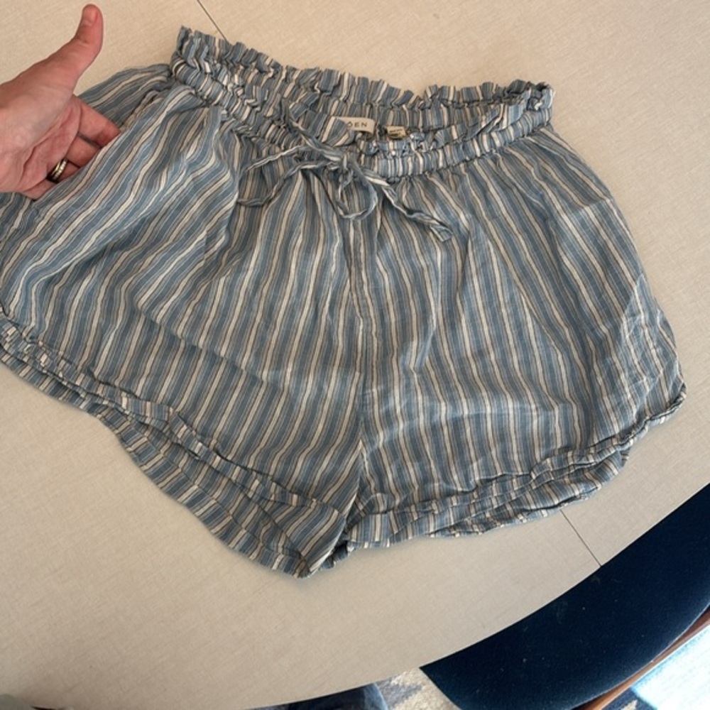 Doen Blue and White Striped Women's Pajama Shorts